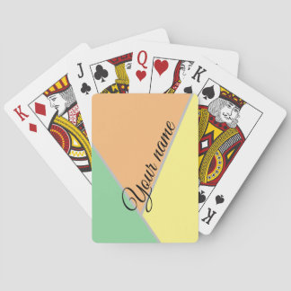 Modern Color Block Pastel Mint & Peach Custom Name Poker Cards
