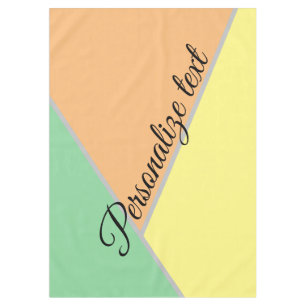 Modern Color Block Pastel Mint & Peach Custom Name Tablecloth
