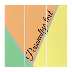 Modern Color Block Pastel Mint & Peach Custom Name Triptych
