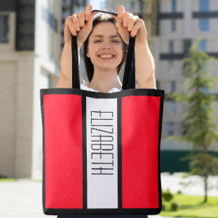 Modern Color Block Personalized Monogrammed Name Tote Bag