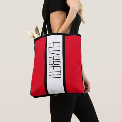 Modern Color Block Personalized Monogrammed Name Tote Bag