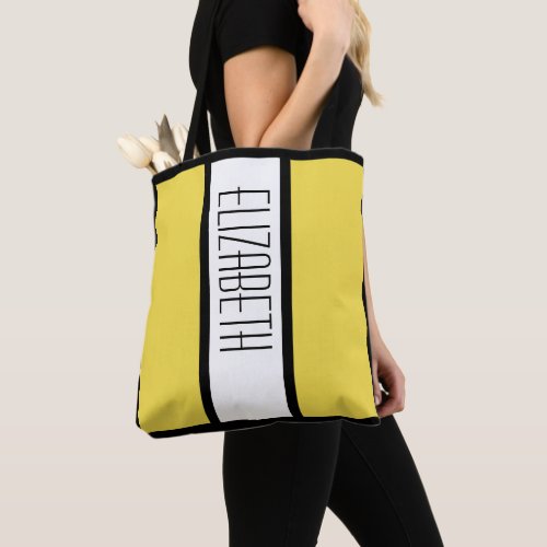Modern Color Block Personalized Name Yellow Tote Bag