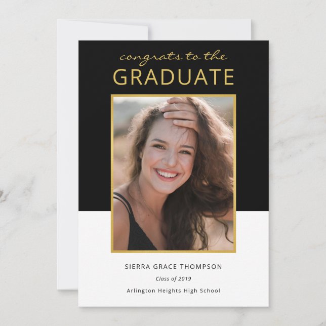 Modern Color Block Photo Graduation Announcement (Front)