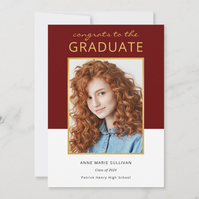 Modern Color Block Photo Graduation Announcement (Front)