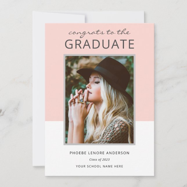 Modern Color Block Photo Graduation Announcement (Front)