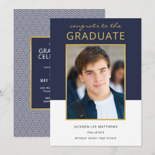 Modern Color Block Photo Graduation Celebration Invitation