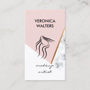 Modern Color Block   Pink   Marble Business Card
