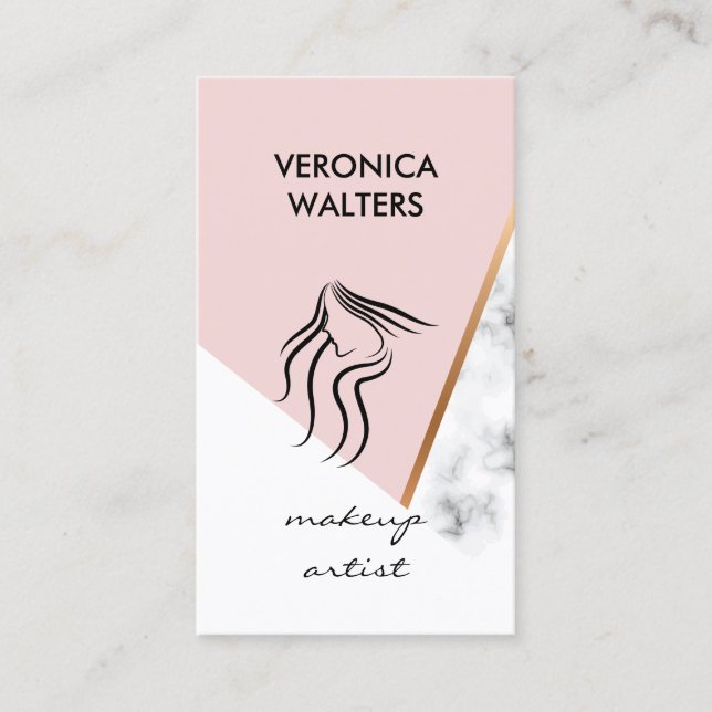 Modern Color Block | Pink | Marble Business Card (Front)