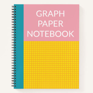 Modern Color Block Pink Yellow Aqua Graph Paper Notebook