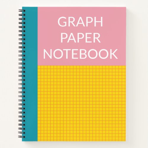 Modern Color Block Pink Yellow Aqua Graph Paper Notebook
