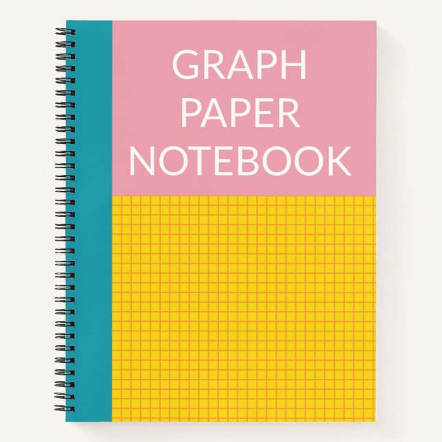 Modern Color Block Pink Yellow Aqua Graph Paper Notebook (Front)
