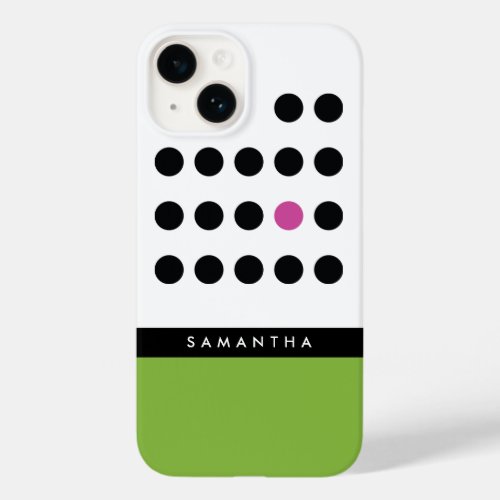 Modern Color Block Polka Dots Monogrammed Case_Mate iPhone 14 Case