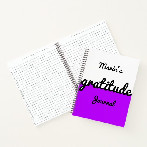 Modern Color Block Purple Black White Gratitude Notebook
