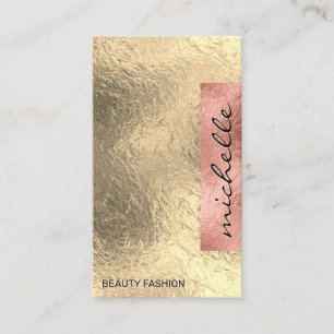 Modern Color Block   Rose Gold Foil Geometric Business Card