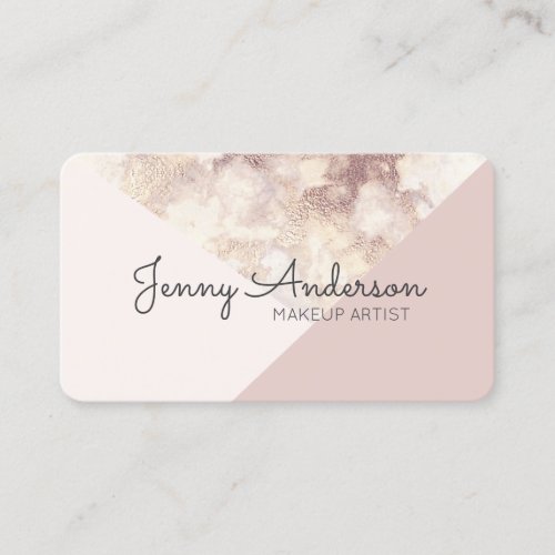 Modern Color Block Rose Marble Business Card