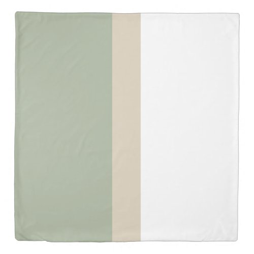 Modern Color Block Sage Green Beige White Duvet Cover