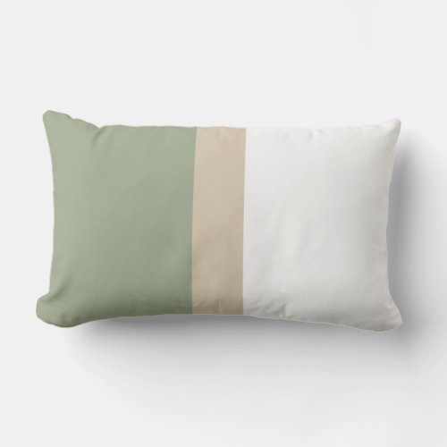 Modern Color Block Sage Green Beige White Lumbar Pillow