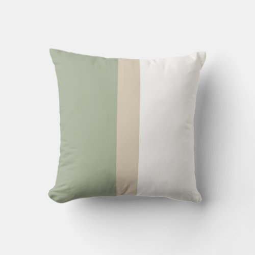 Modern Color Block Sage Green Beige White Outdoor Pillow