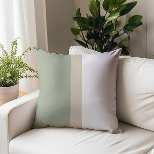 Modern Color Block Sage Green Beige White Throw Pillow