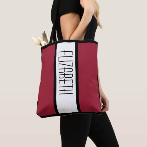 Modern Color Block Simple Minimalist Monogram Red Tote Bag