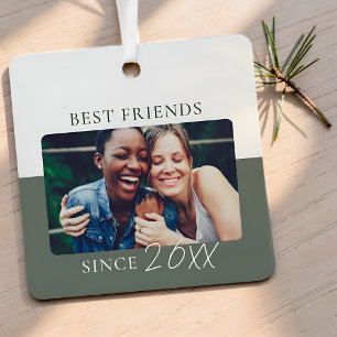 Modern Color Block "Since" Year Best Friends Metal Ornament