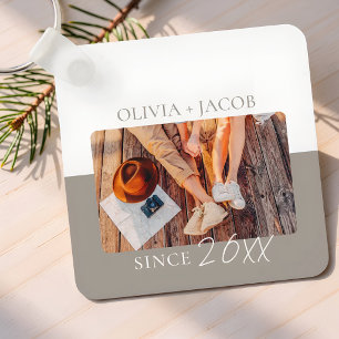 Modern Color Block "Since" Year Couple Keepsake Keychain