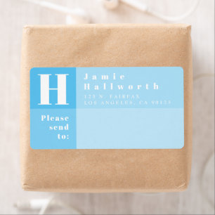 Modern Color Block Sky Blue Return Address & Send Label
