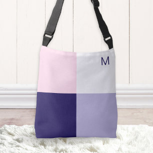 Modern Color Block Squares Simple Monogrammed Crossbody Bag