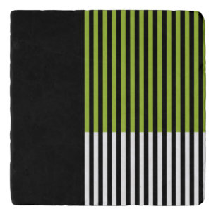 Modern Color Block Striped Lime Green Black Trivet
