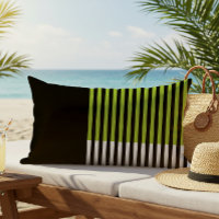 Modern Color Block Striped Lime Green Black White