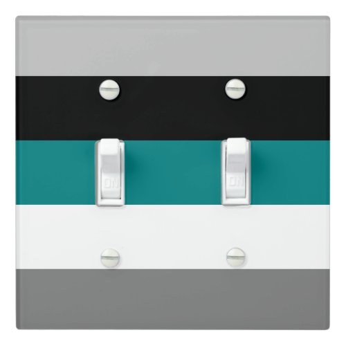 Modern Color Block Stripes Teal Blue Gray Black Light Switch Cover