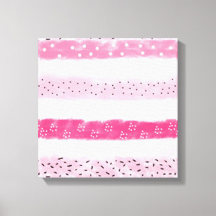 modern color block stripes white pink brushstrokes canvas print