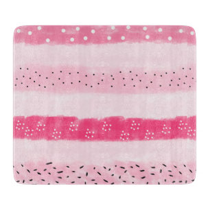 modern color block stripes white pink brushstrokes cutting board