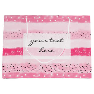 modern color block stripes white pink brushstrokes large gift bag