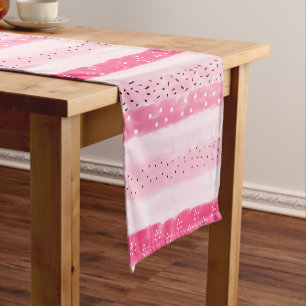 modern color block stripes white pink brushstrokes short table runner