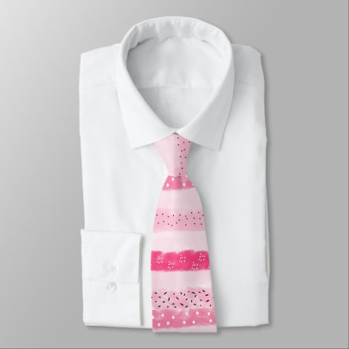 modern color block stripes white pink brushstrokes tie