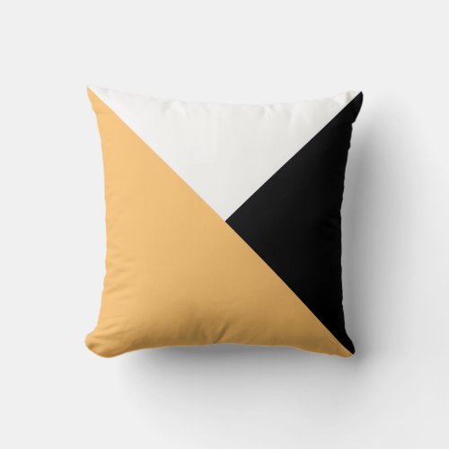 Modern Color Block Triangles Mango White Black Throw Pillow