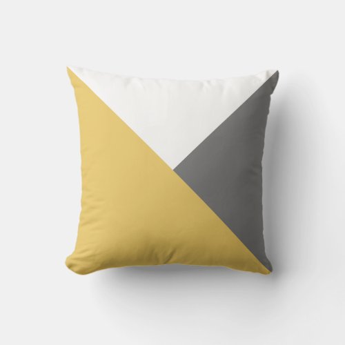 Modern Color Block Triangles Mustard Yellow Gray Throw Pillow