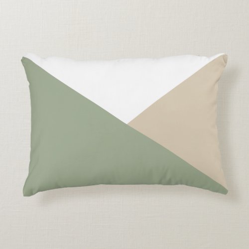 Modern Color Block Triangles Sage Green Beige Accent Pillow