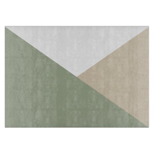 Modern Color Block Triangles Sage Green Beige Cutting Board