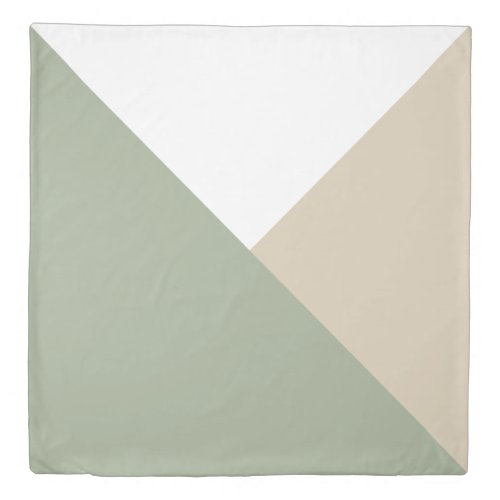 Modern Color Block Triangles Sage Green Beige Duvet Cover