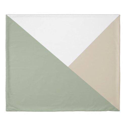 Modern Color Block Triangles Sage Green Beige Duvet Cover