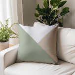 Modern Color Block Triangles Sage Green Beige Throw Pillow<br><div class="desc">This trendy modern pillow features large triangular color blocks in sage green,  beige and white.</div>