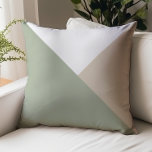 Modern Color Block Triangles Sage Green Beige Throw Pillow<br><div class="desc">This trendy modern pillow features large triangular color blocks in sage green,  beige and white.</div>