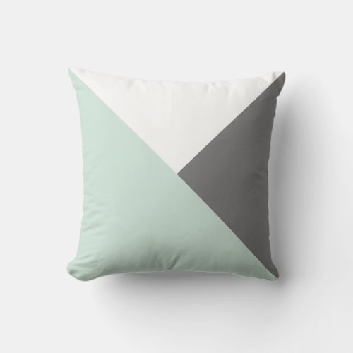 Modern Color Block Triangles Seafoam Green Gray Throw Pillow