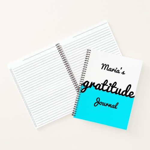 Modern Color Block Turquoise Black White Gratitude Notebook