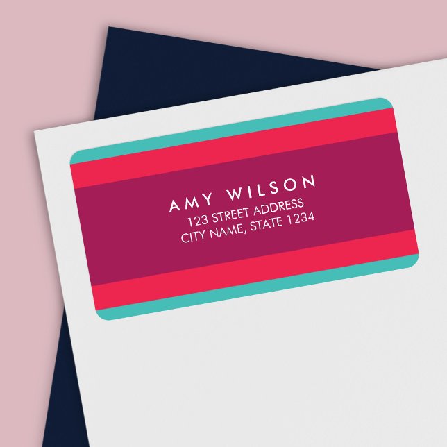 Modern Color Block Turquoise Pink Purple Address Label (Creator Uploaded)