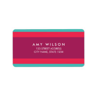 Modern Color Block Turquoise Pink Purple Address Label