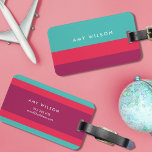 Modern Color Block Turquoise Pink Purple Luggage Tag<br><div class="desc">Stay stylish on the go with this modern color block luggage tag in colorful turquoise, pink and purple. Personalize this tag with your information and for more options such as to change the font and it's size click the "Customize it" button. *Please note that the Zazzle Watermark that appears in...</div>