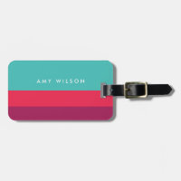 Modern Color Block Turquoise Pink Purple Luggage Tag